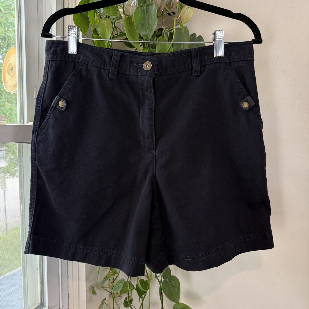 Vintage Liz Caiborne Black 100% Cotton High Waisted Shorts, 10P